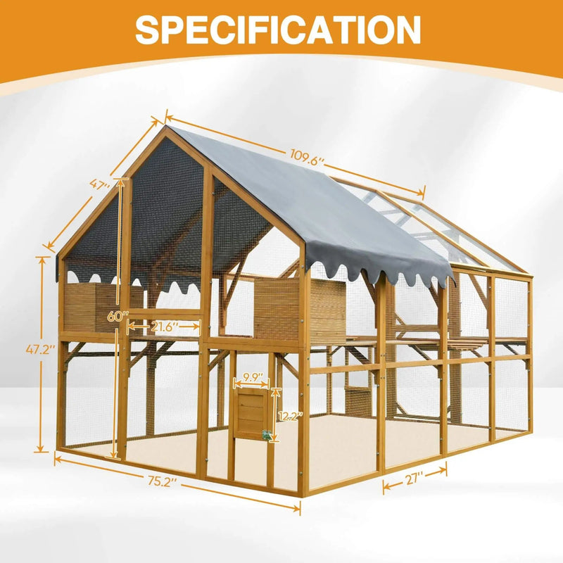 110-Inch Large Outdoor Kitten Playpen Chicken Coop With Waterproof Cover (SAK15370) by SAKSBY WHOLESALE