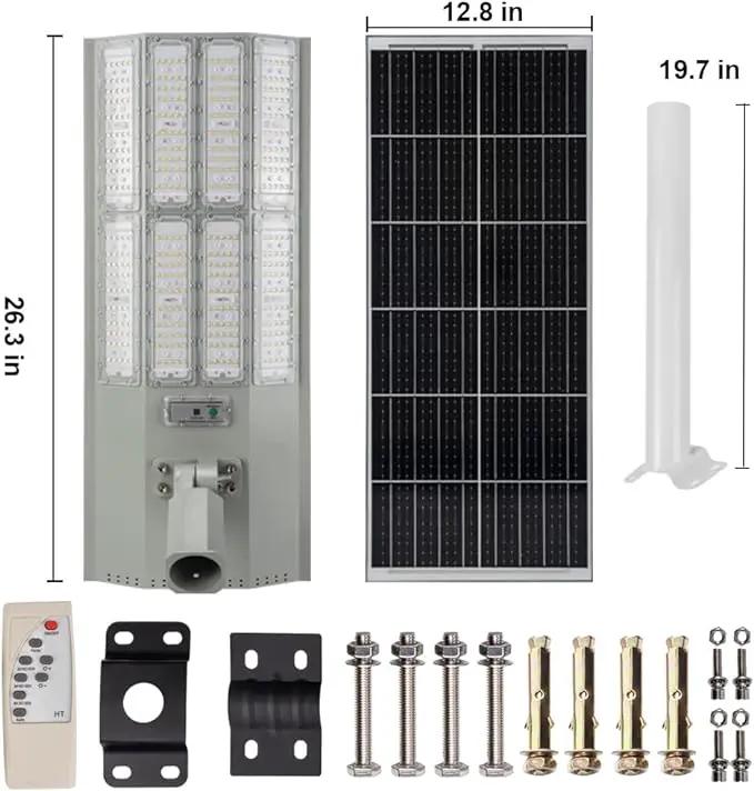 11,000W Aluminum Frame Solar Street Lights Outdoor Motion Sensor, Dusk to Dawn 200000LM with Remote Control by Outdoor Solar Outlet