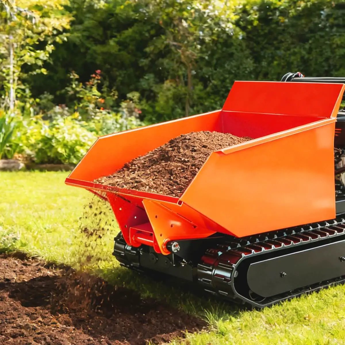 1100lbs Capacity 10HP Gas Powered Track Mini Dumper by Chery Industrial