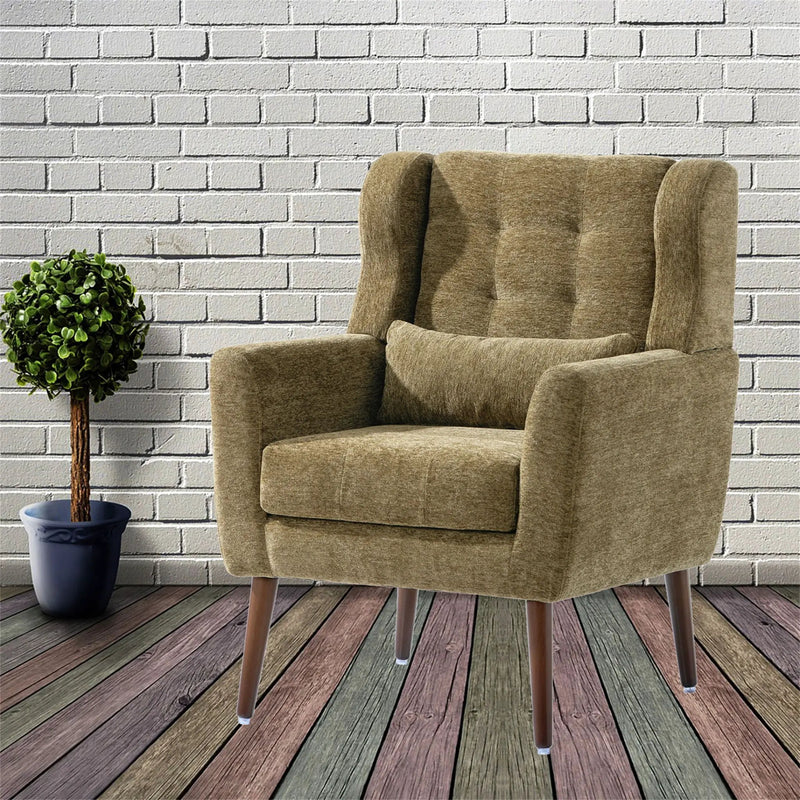 Modern Accent Chair, Arm Chairs For Living Room, Upholstered Mordern Armchair, Comfy Soft Padded Lounge Chair In Small Space, Bedroom, With Pillow, Solid Wood Leg by Unique Piece Furniture