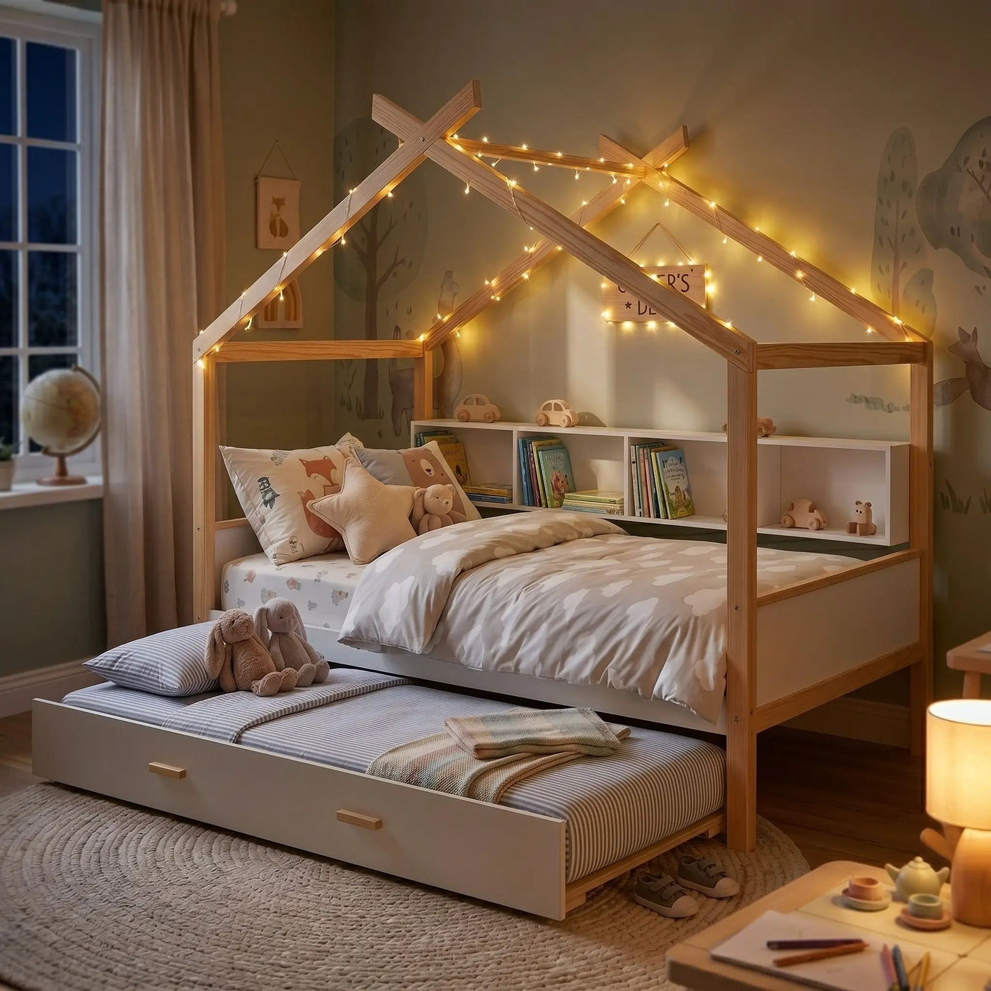 House Bed With Bookshelf Storage by HouseOfZazla