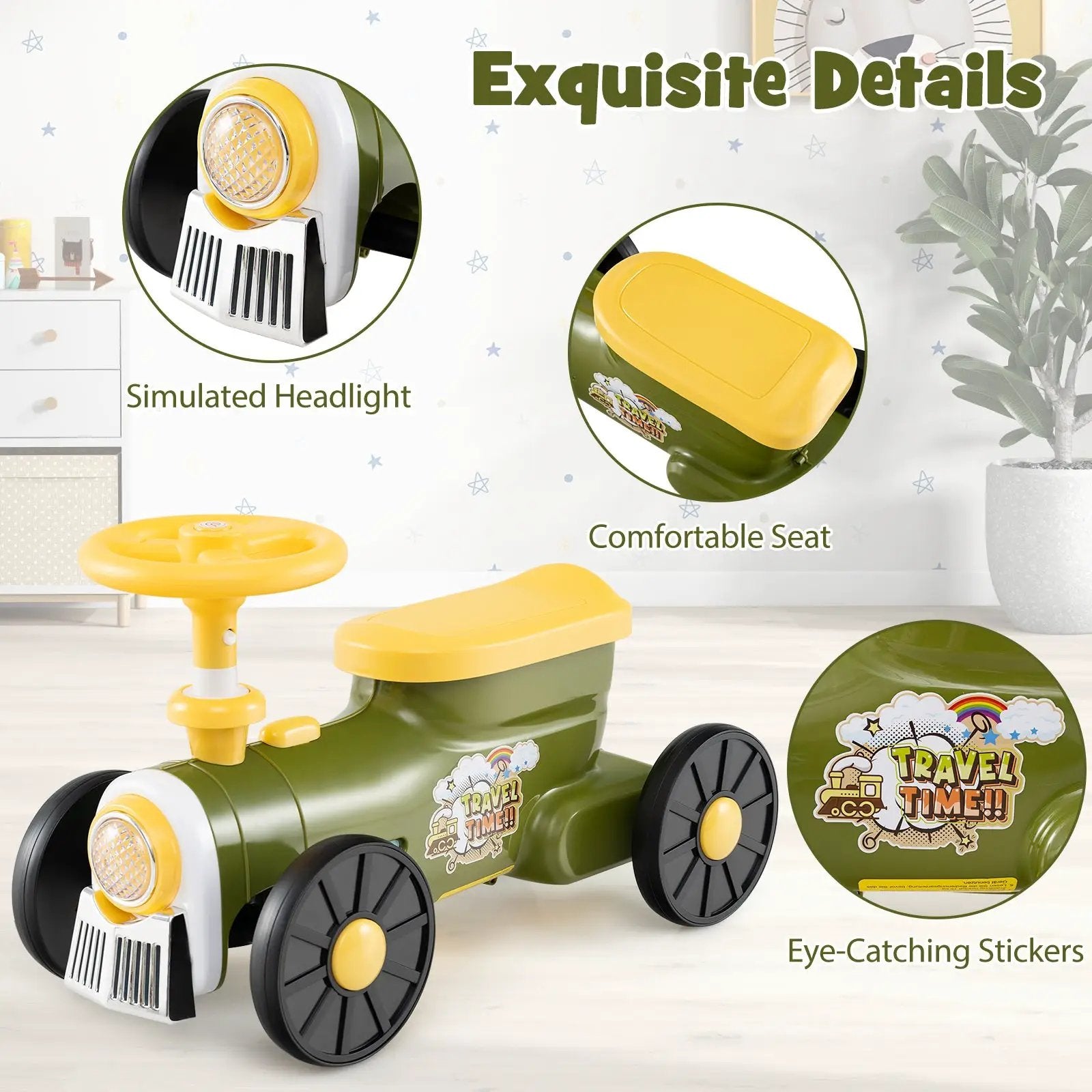 Ride on Toy with Steering Wheel and Train Whistle Sound Button by DirectDeals