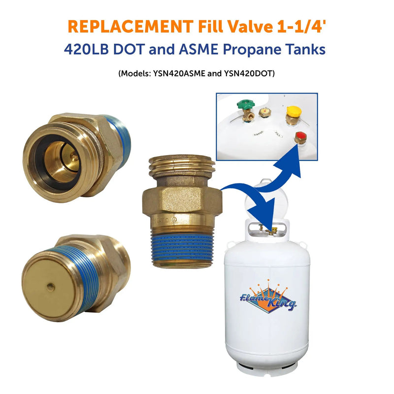 Flame King 420LB Propane Tank Fill Valve Replacement for YSN420ASME & YSN420DOT by Flame King Products