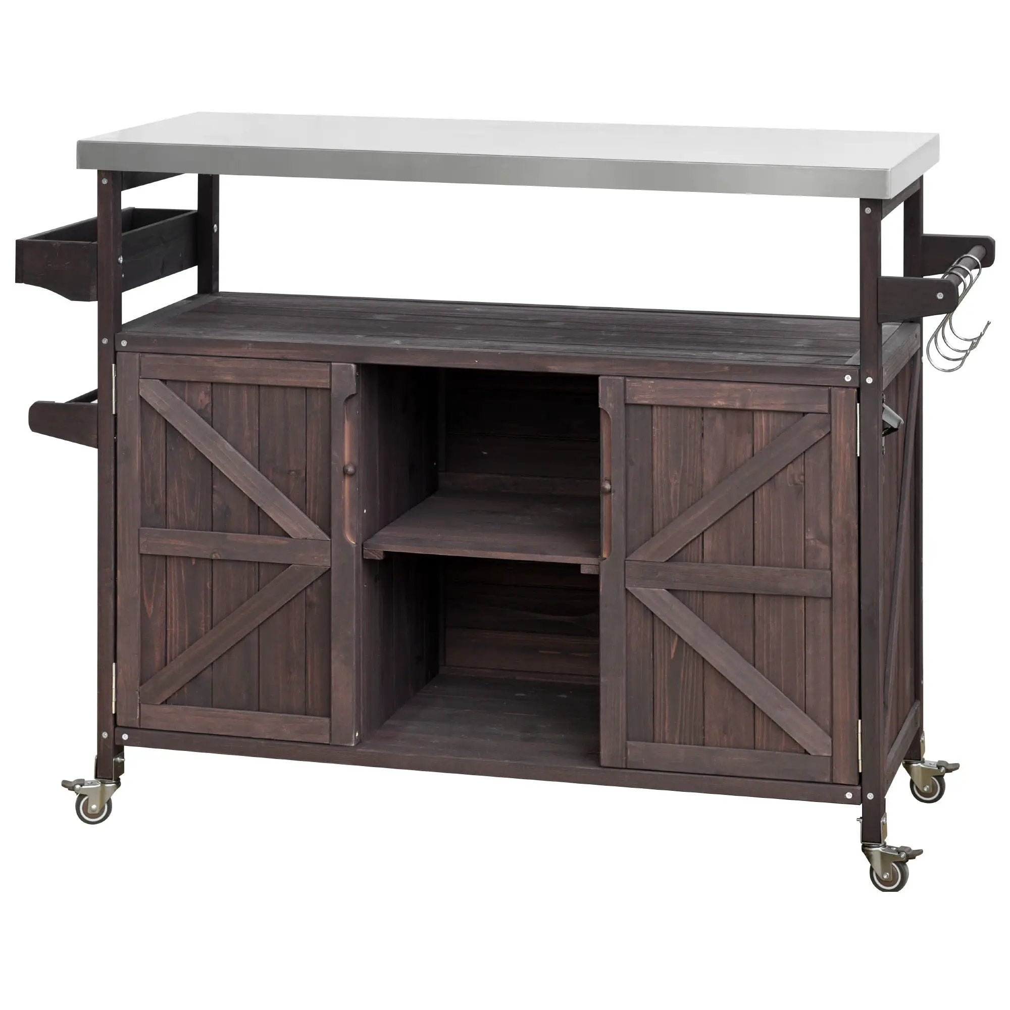 K&K Outdoor Kitchen Island, Rolling Bar Cart & Storage Cabinet by HouseOfZazla