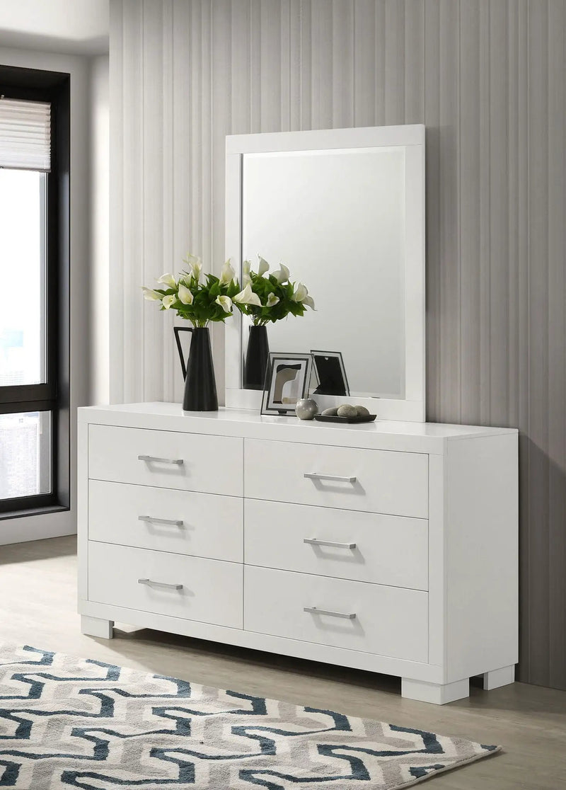 Jessica 6-drawer Dresser with Mirror Snow White by Unique Piece Furniture