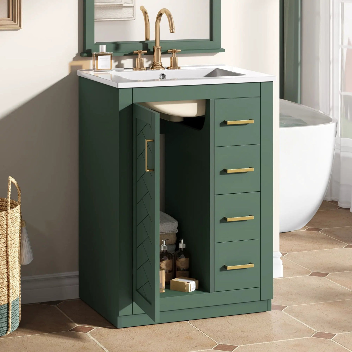 Modern Bathroom Vanity With 1 Door And 3 Drawers by Unique Piece Furniture