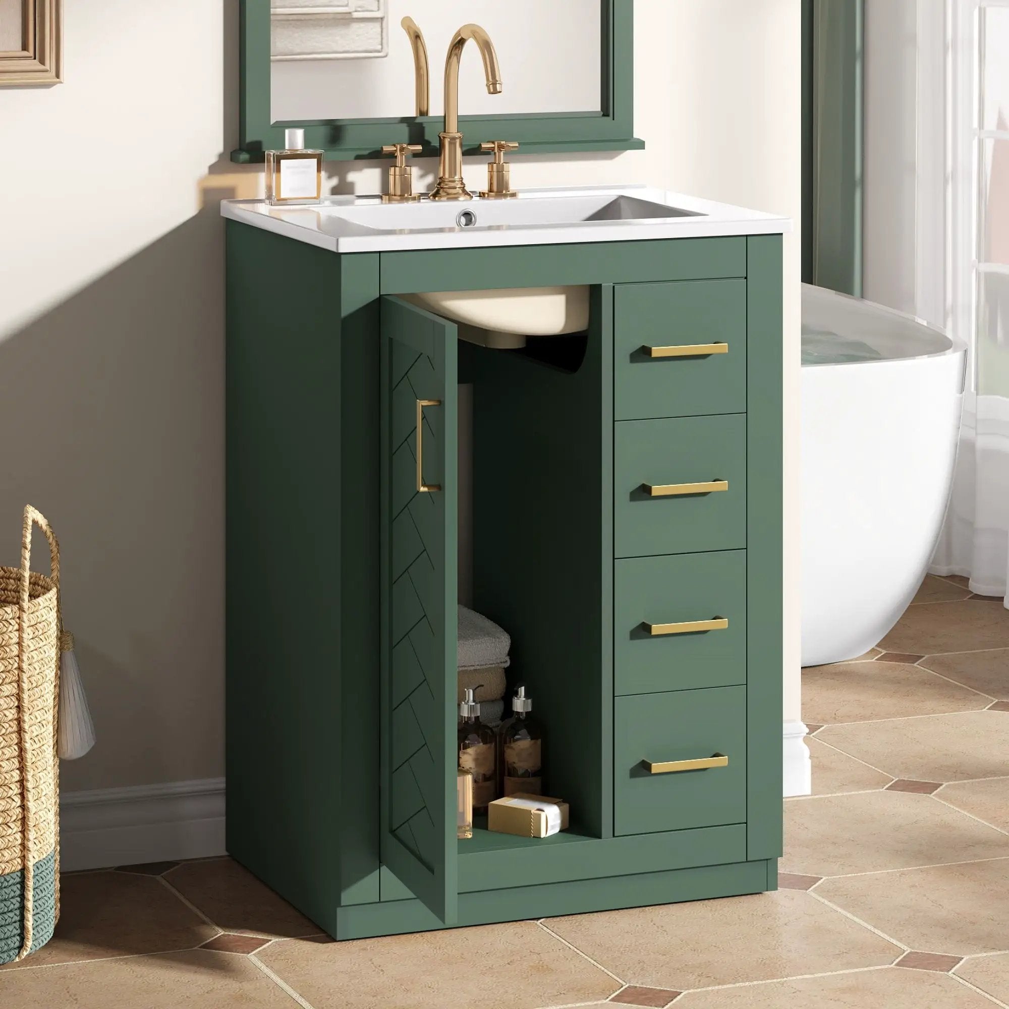 Modern Bathroom Vanity With 1 Door And 3 Drawers by Unique Piece Furniture