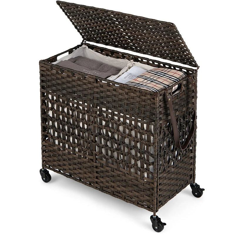 2-Section Laundry Hamper with Removable Bags, 110L by DirectDeals