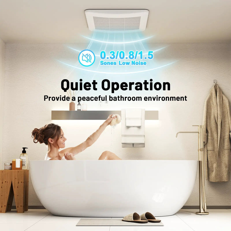 50/80/110 CFM Ceiling Mount Bathroom Fan with Pick-A-Flow and 4 Inches Duct by DirectDeals