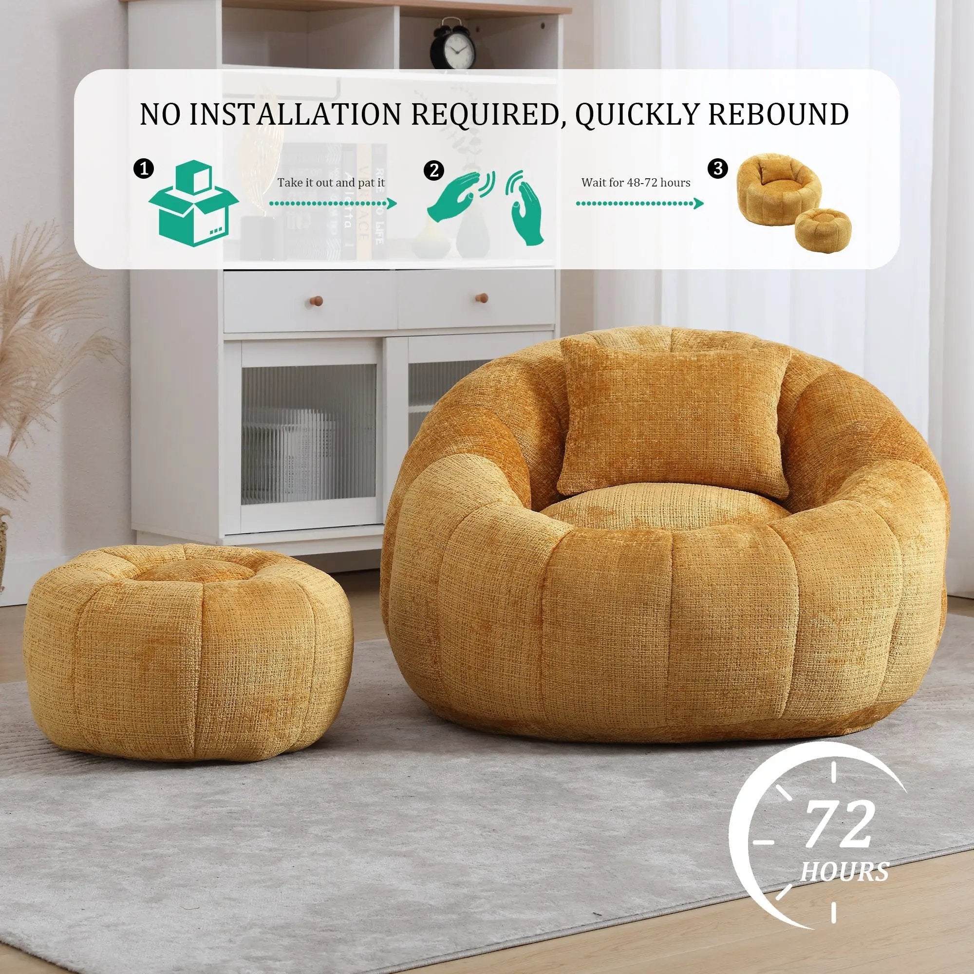 UNITED WE WIN Modern Bean Bag Chairs with Ottoman by HouseOfZazla