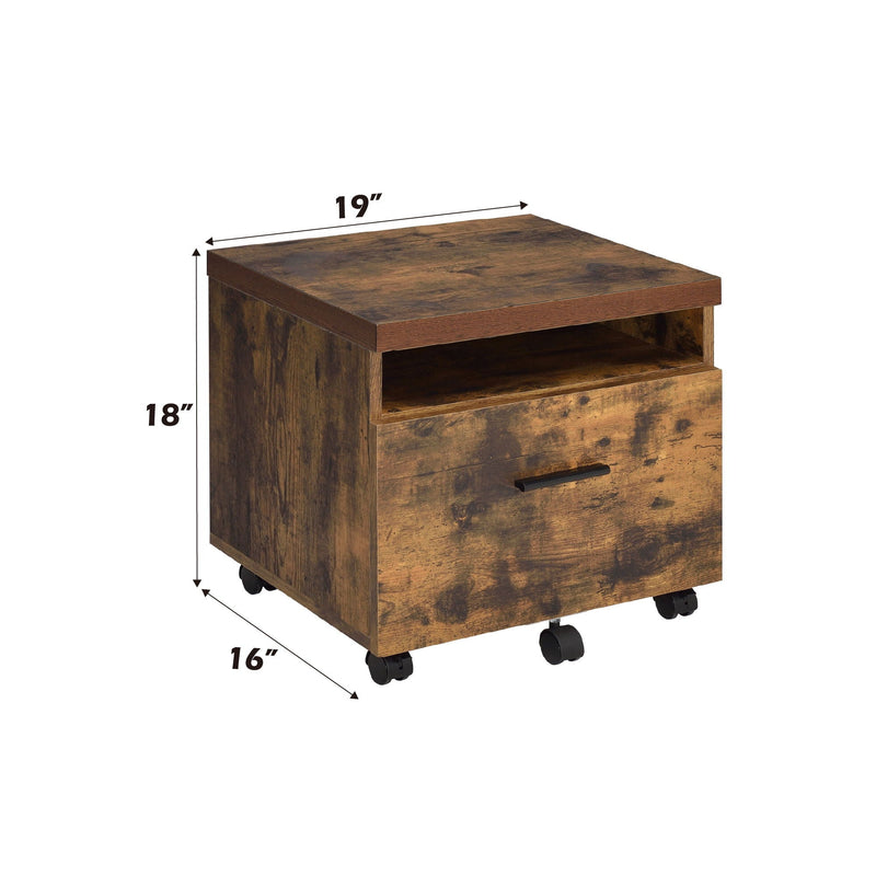 Weathered Oak File Cabinet with Drawer and Caster Wheels - Black, photo 2 of 6