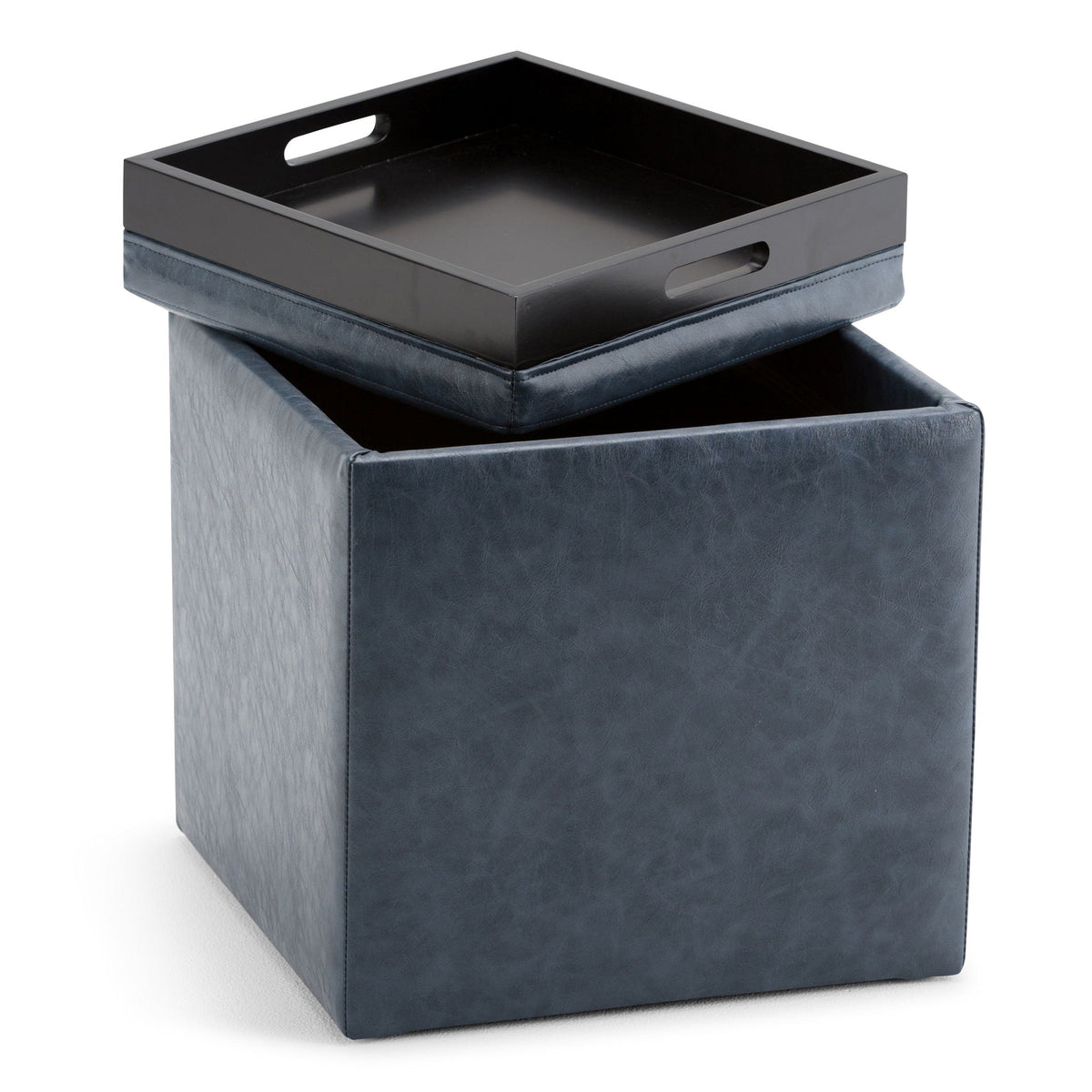 Upholstered Cube Storage Ottoman with Removable Serving Tray - Multiple Colors, photo 15 of 40