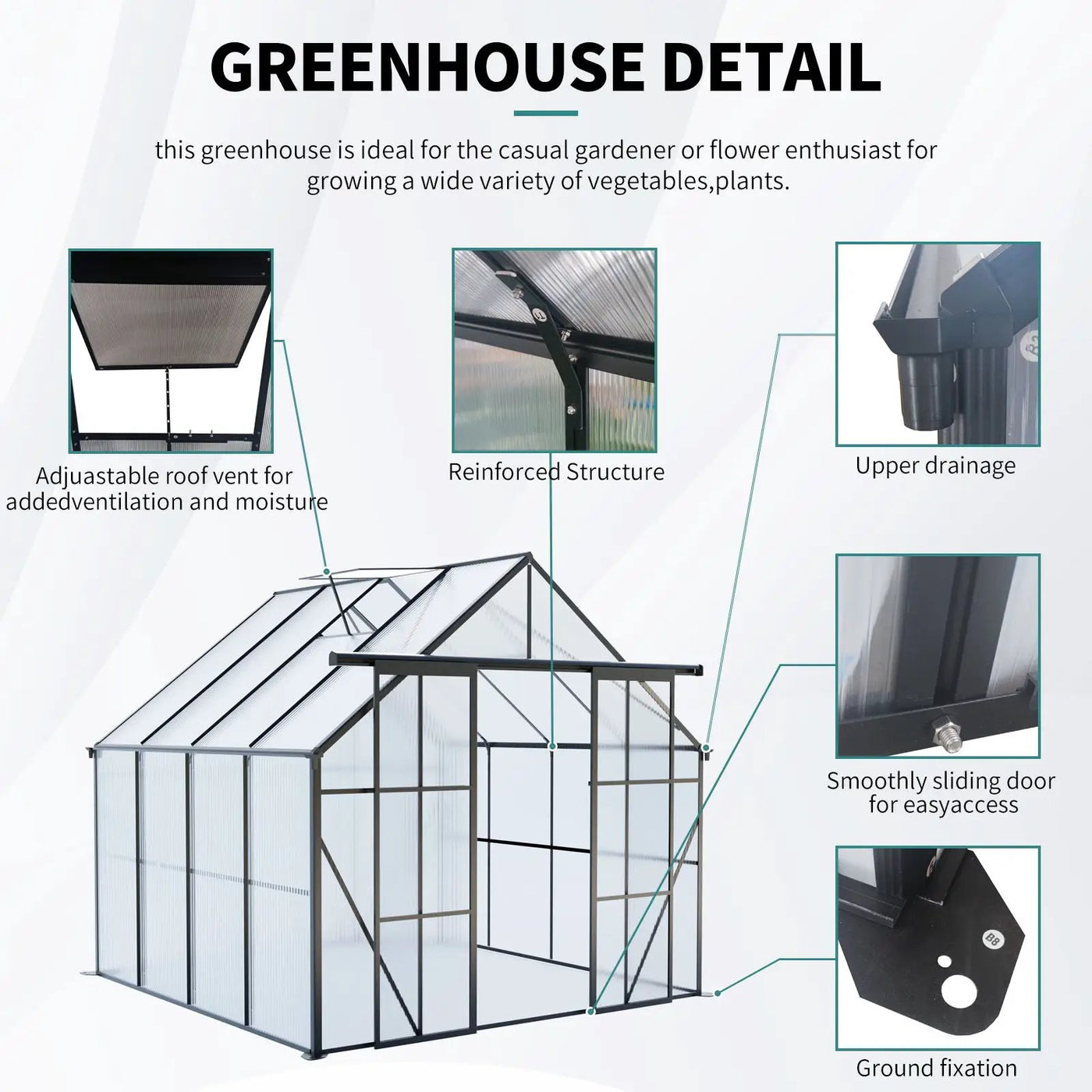 Double Door Polycarbonate house Raised Base And Anchor Aluminum Heavy Duty Walk In houses For Outdoor Backyard In All Season by HouseOfZazla