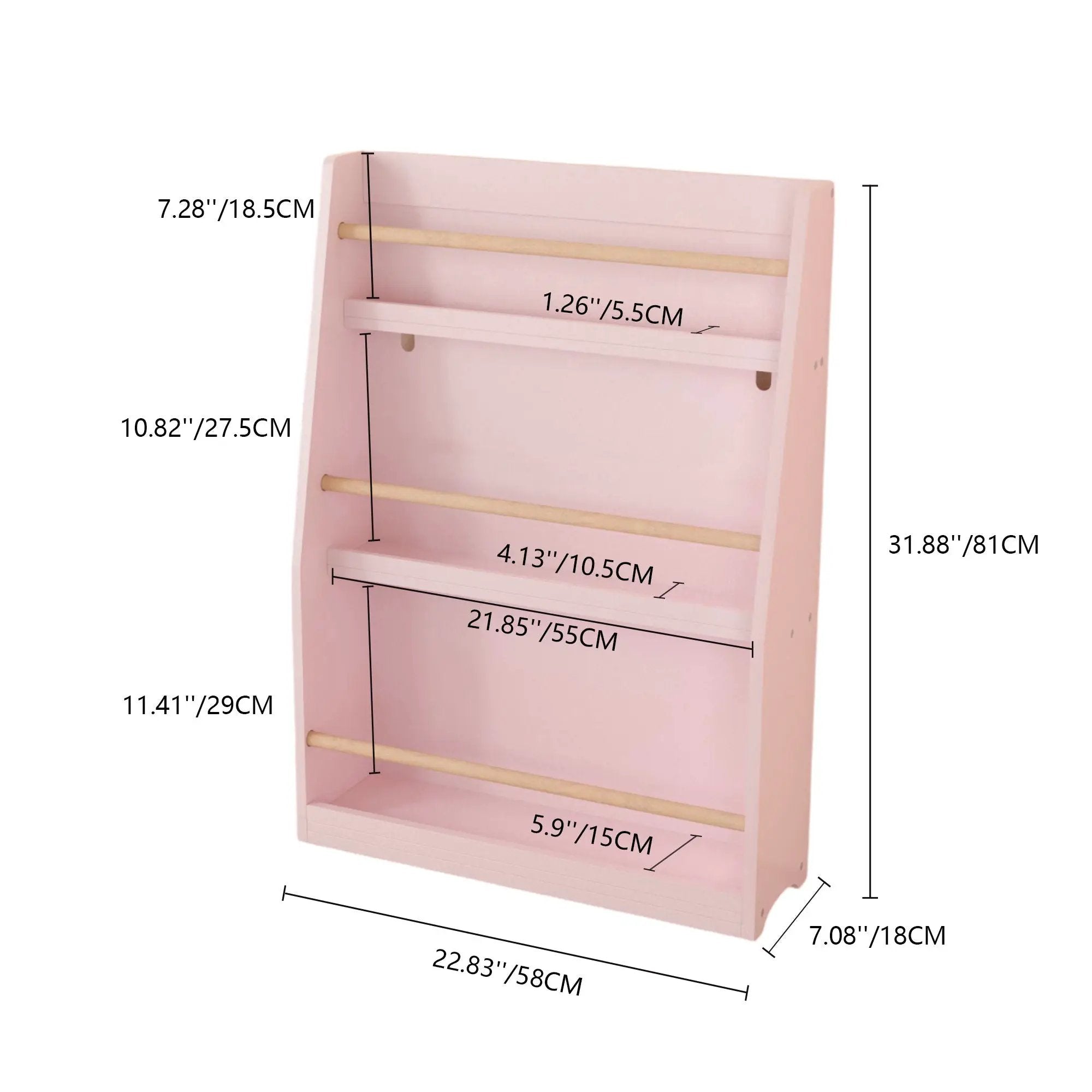 3 Tier Book Shelf, Compact Storage For Bedrooms by Unique Piece Furniture