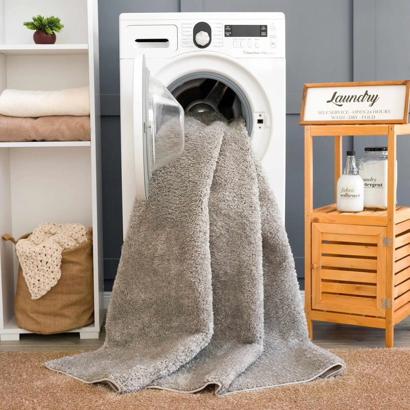 Judy Solid Gray Washable Shag Rug - Clearance by Boutique Rugs
