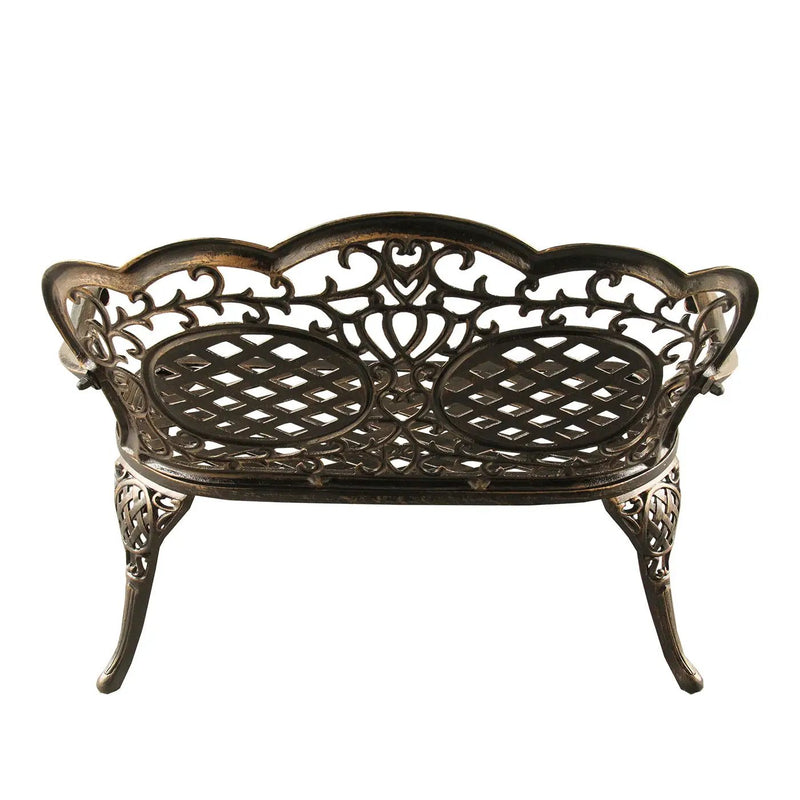 Ornate Outdoor Bronze Patio Garden Aluminum Loveseat Bench by Sharicks
