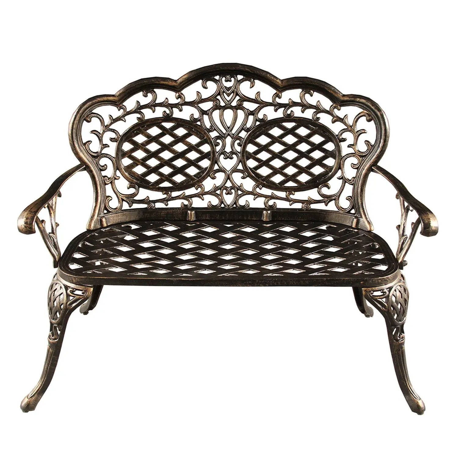 Ornate Outdoor Bronze Patio Garden Aluminum Loveseat Bench by Sharicks
