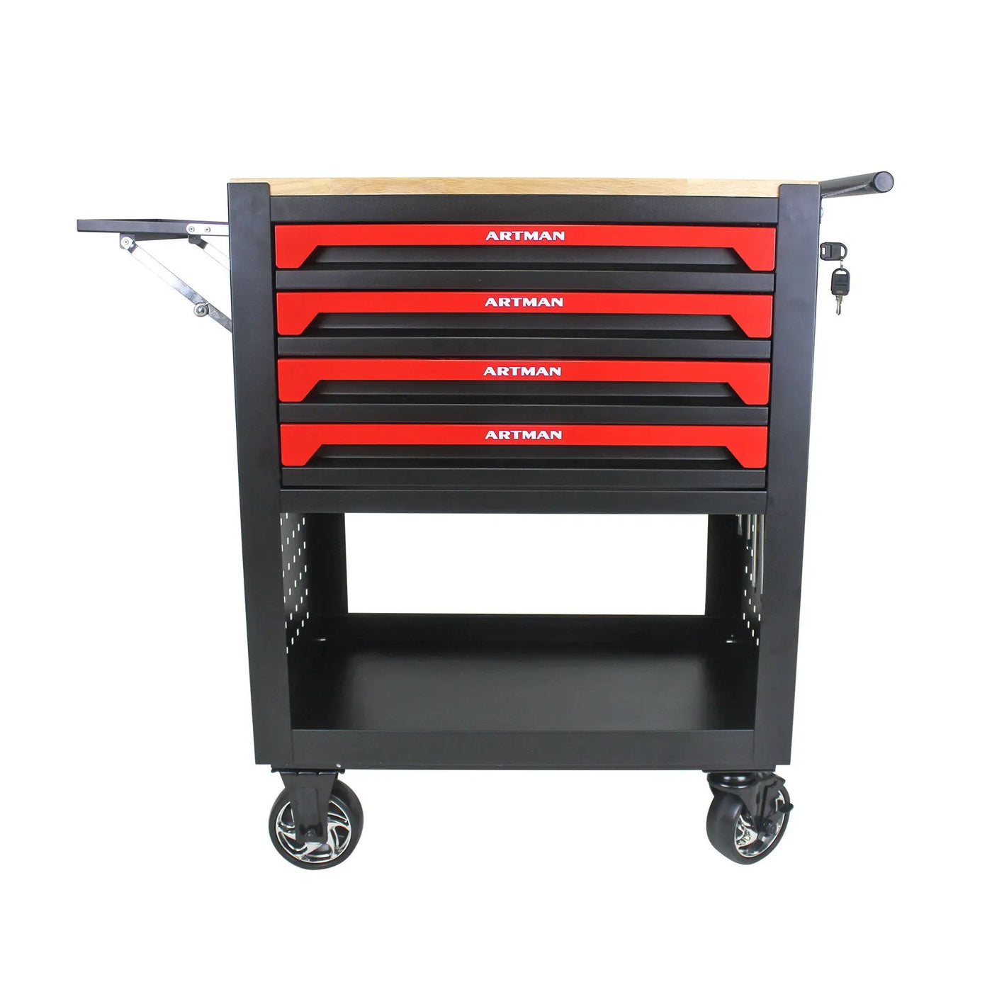 4 Drawers Multifunctional Tool Cart With Wheels And Wooden Top by HouseOfZazla