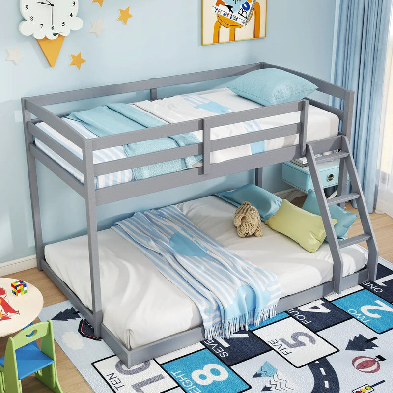 Twin Over Full Bunk Bed Low Floor Bunk Bed Frame by DirectDeals