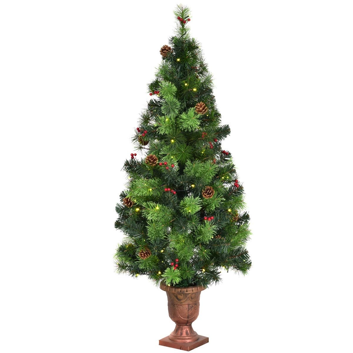 LED Christmas Tree with Red Berries Pine Cones by DirectDeals
