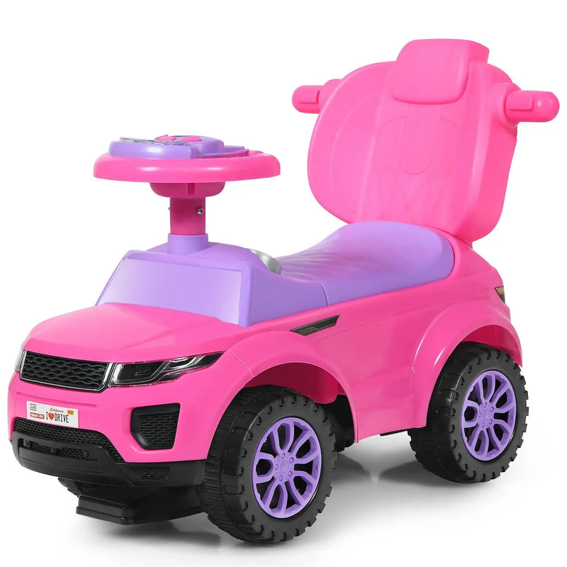 3 In 1 Ride on Push Car Toddler Stroller Sliding Car with Music-Blue by DirectDeals