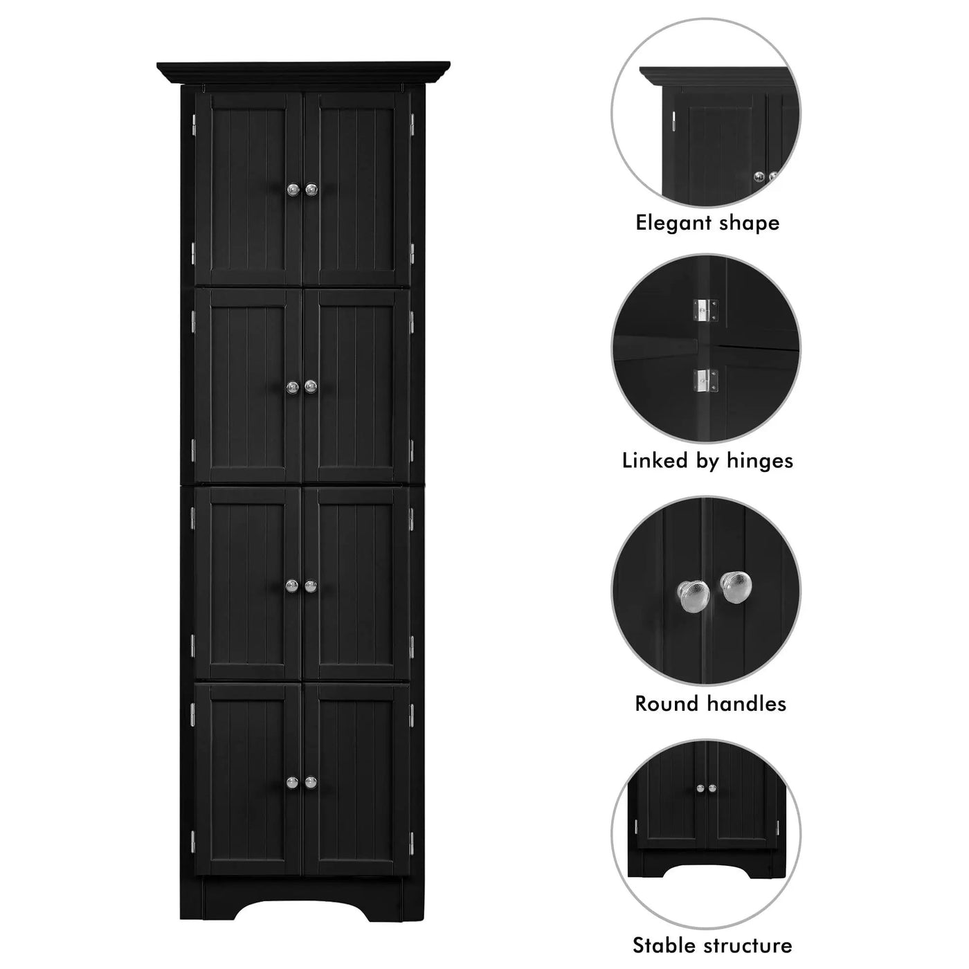 Tall Storage Cabinet With Doors And 4 Shelves For Living Room, Kitchen, Office, Bedroom, Bathroom, Modern by HouseOfZazla