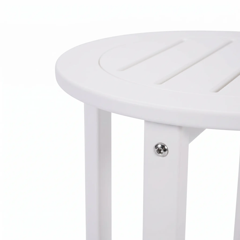White HDPE Outdoor Side Table, 16 in. Round All-Weather Patio End Table by HouseOfZazla