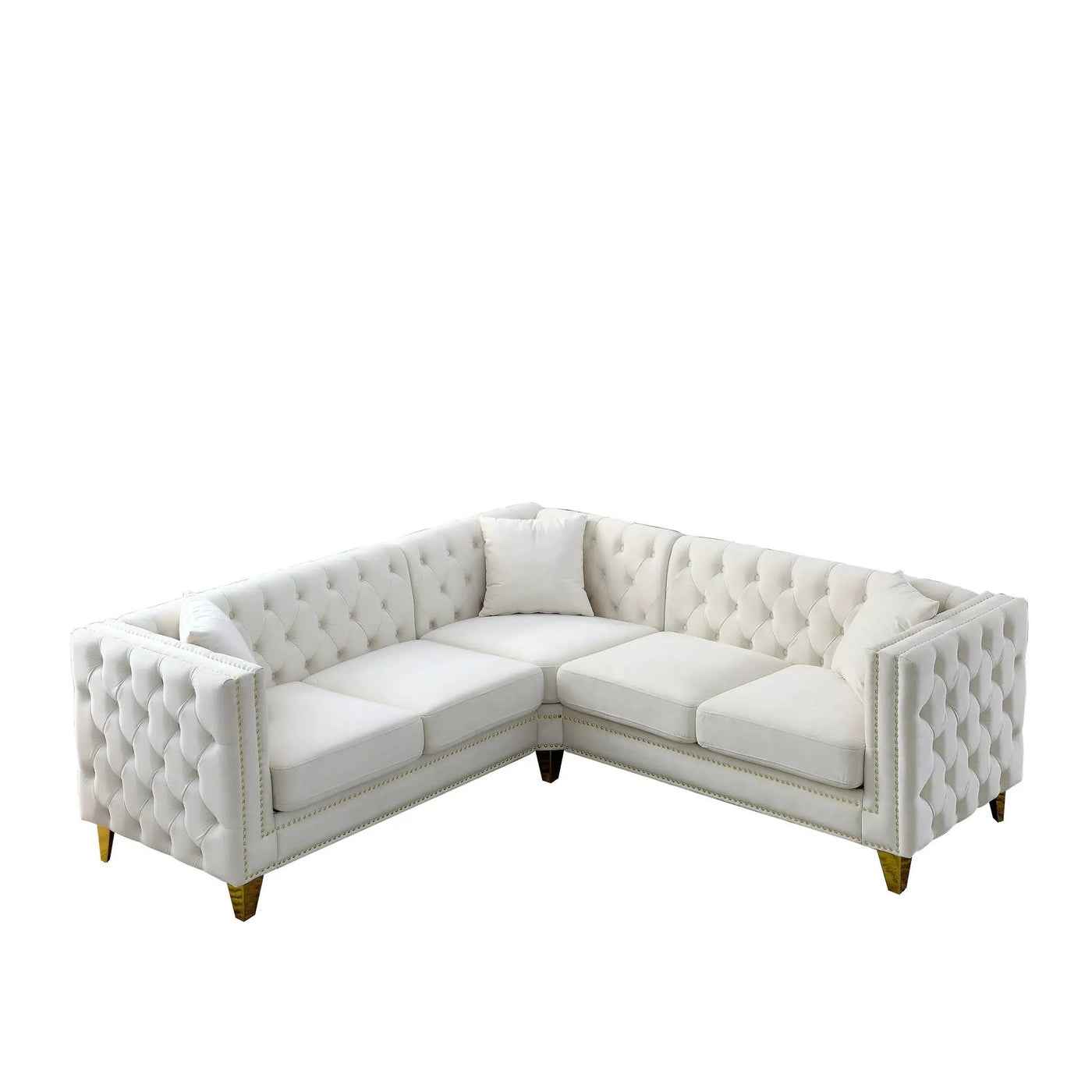 L-Shaped Corner Sofa, 5 Seater Sectional With Tufted Design by HouseOfZazla