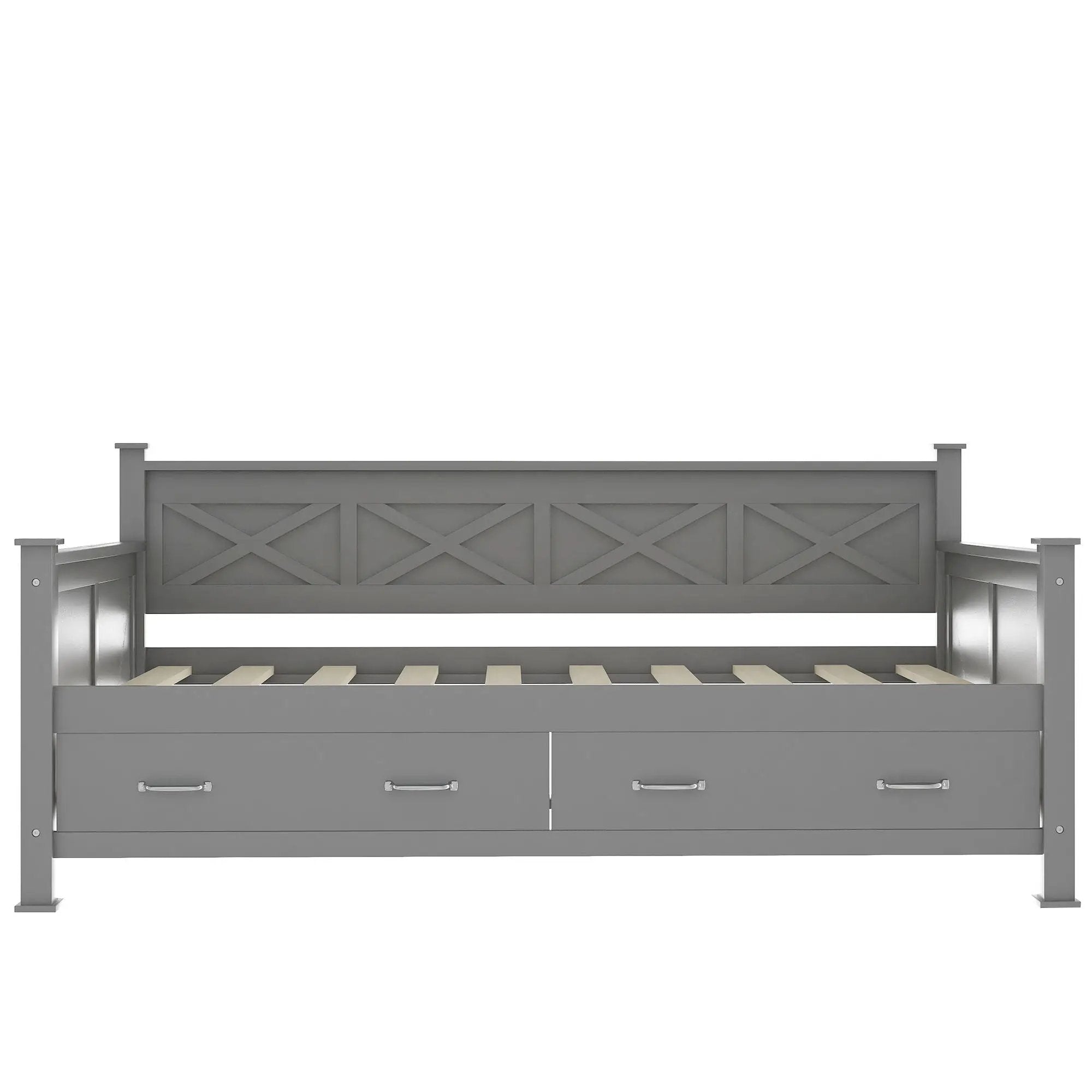 Modern Daybed With 2 Large Drawers, X Shaped Frame