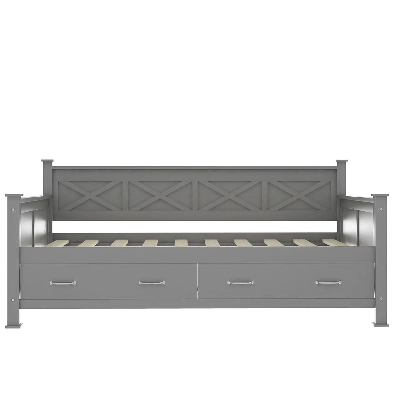 Modern Daybed With 2 Large Drawers, X Shaped Frame