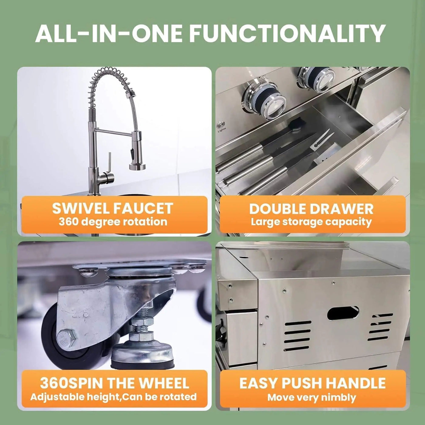 Blazon 112-Inch 4-Burner 108K BTU Outdoor Kitchen Island With Pizza Oven, Rotisserie & Refrigerator (SAK94565) by SAKSBY WHOLESALE