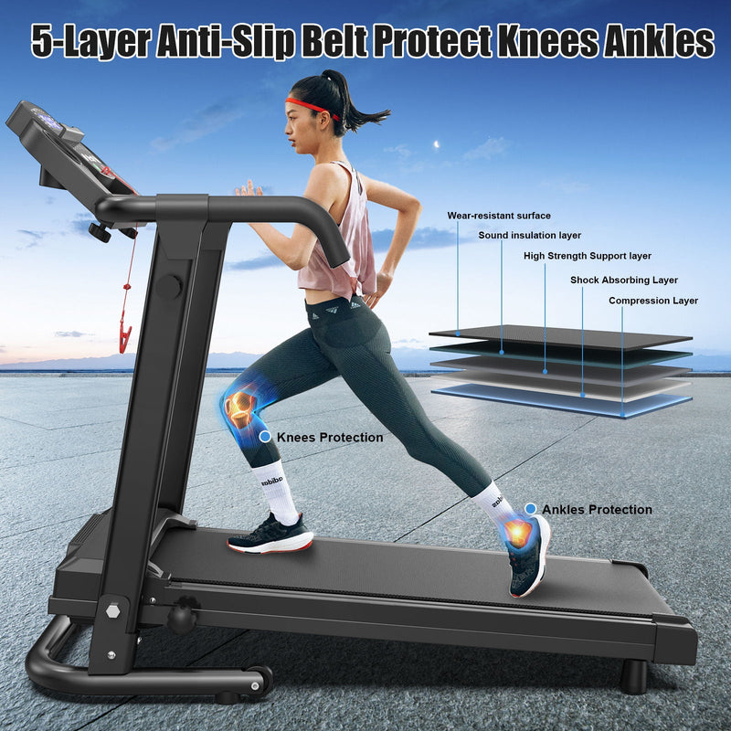 2.5Hp Portable Treadmill With Handles, App Control & LED Display - Black by HouseOfZazla