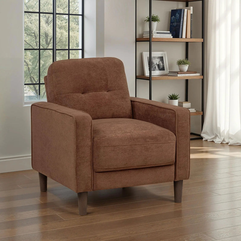 Bowen II Fabric Upholstered Track Arm Accent Chair Rust by Unique Piece Furniture