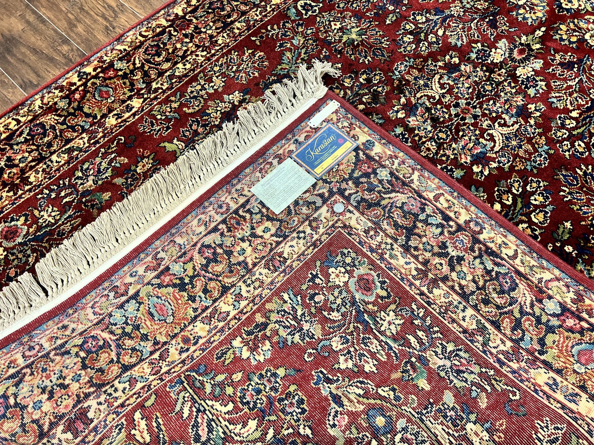 Karastan Rug 5.9 x 9 Red Sarouk #785, Wool Original 700 Series, Vintage by Jewel Rugs