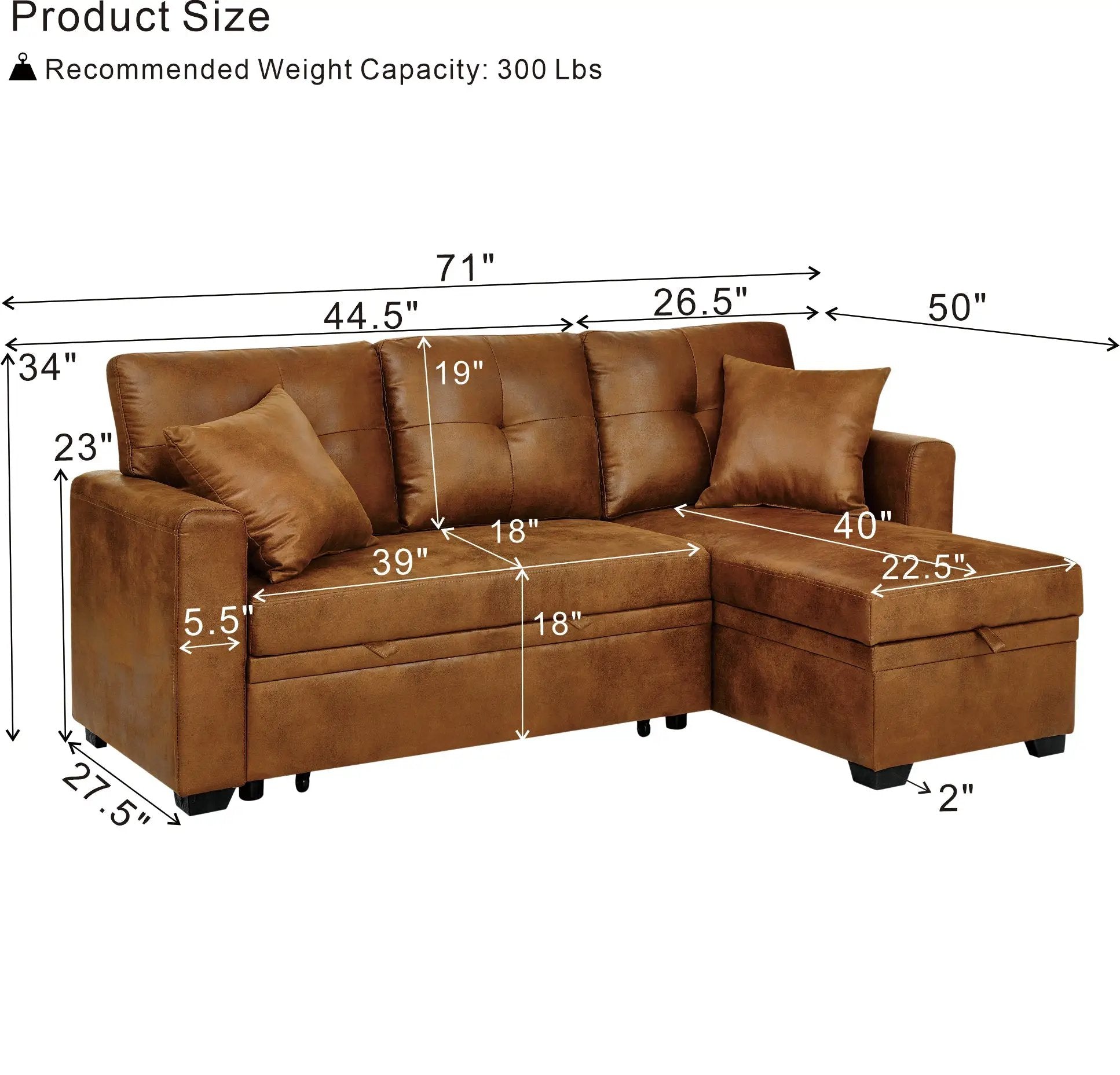Reversible Chaise Sleeper Sofa with Pull-Out Bed by HouseOfZazla
