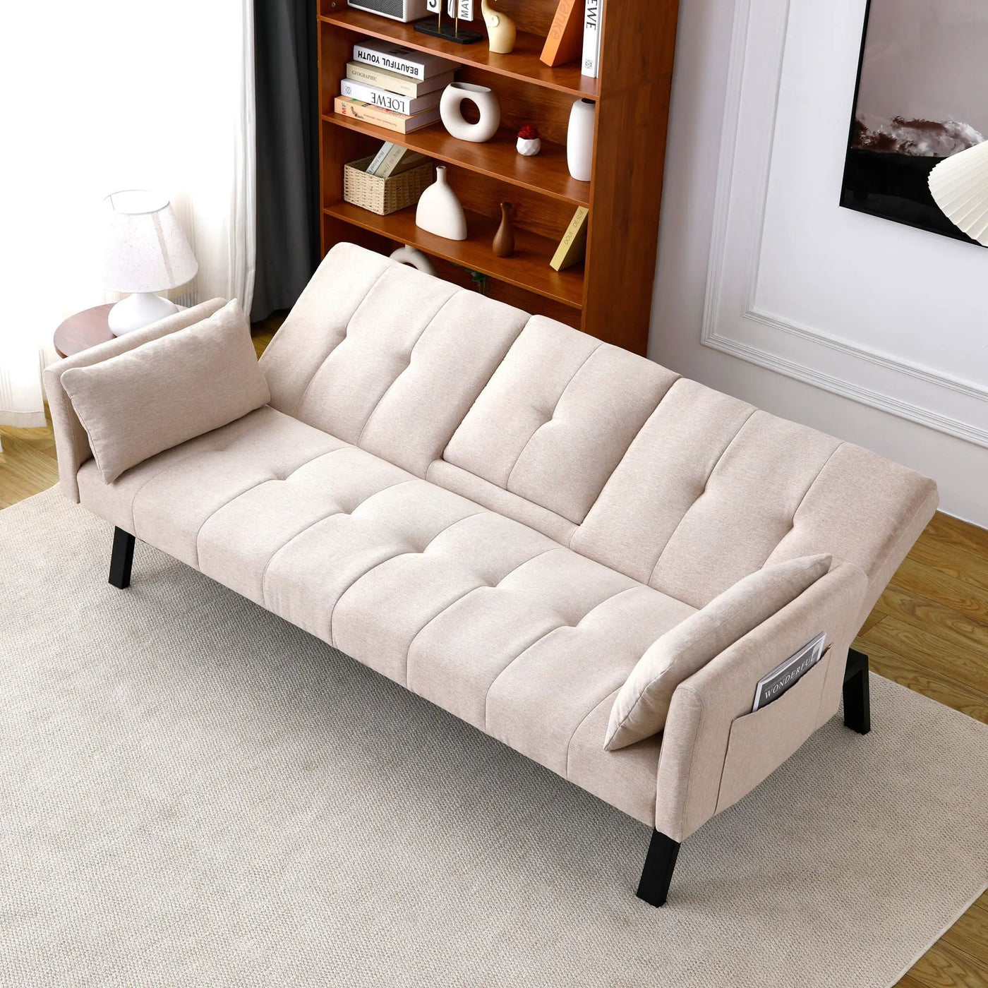 Sofa Bed With Foldable Design And Cup Holder by HouseOfZazla
