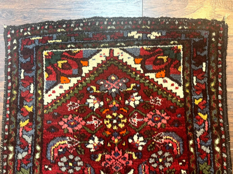 Small Red Persian Tribal Rug 2.6 x 4, Wool Rug, Persian Hamadan Rug by Jewel Rugs