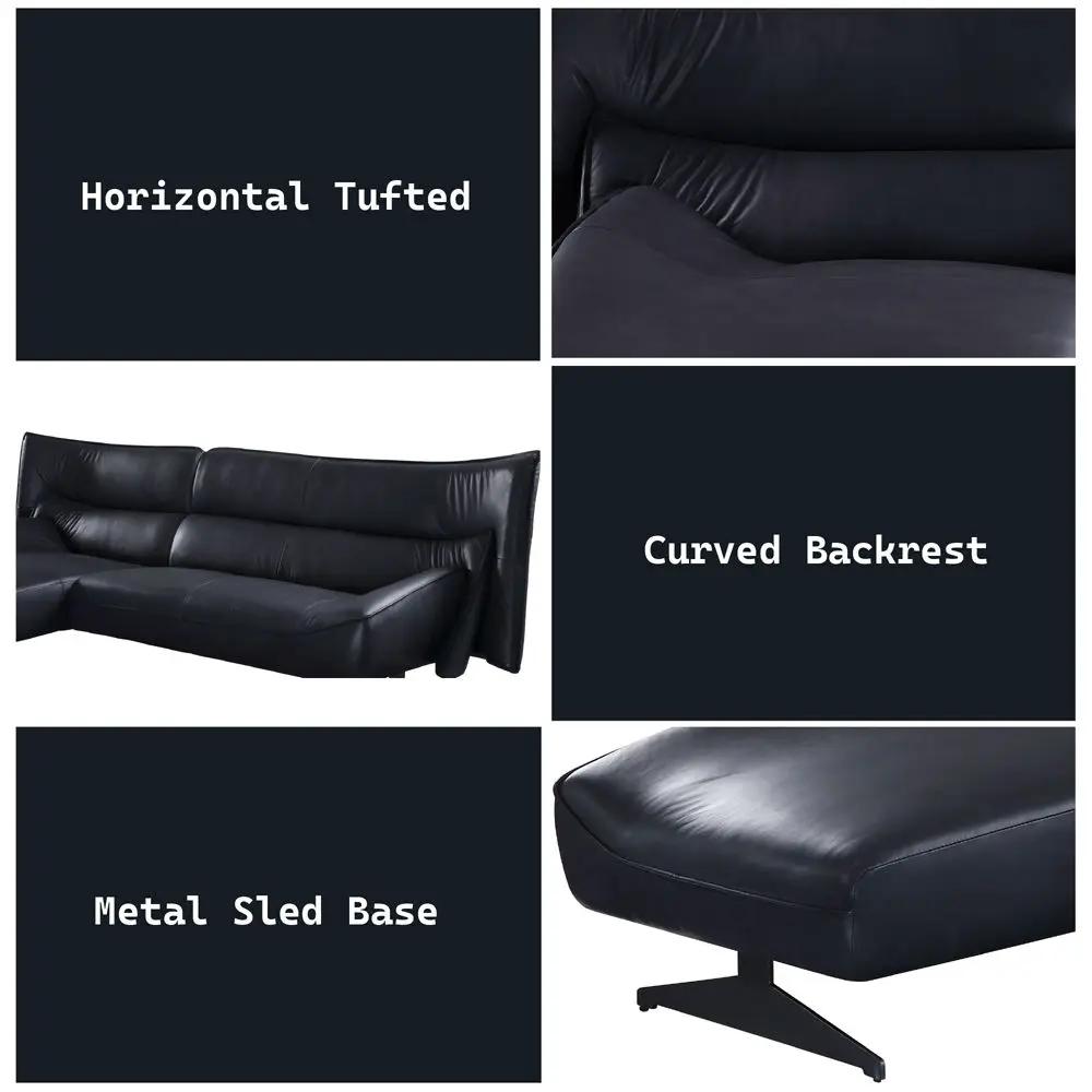Maeko - Sectional Sofa - Dark Gray Top Grain Leather by Unique Piece Furniture