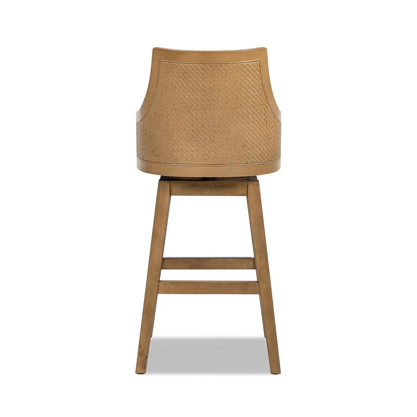 Bahama 30' Cane Rattan High-Back Swivel Bar Stool with Recessed Arms, Two-Tone Neutral Gray Polyester Wool Blend by HouseOfZazla