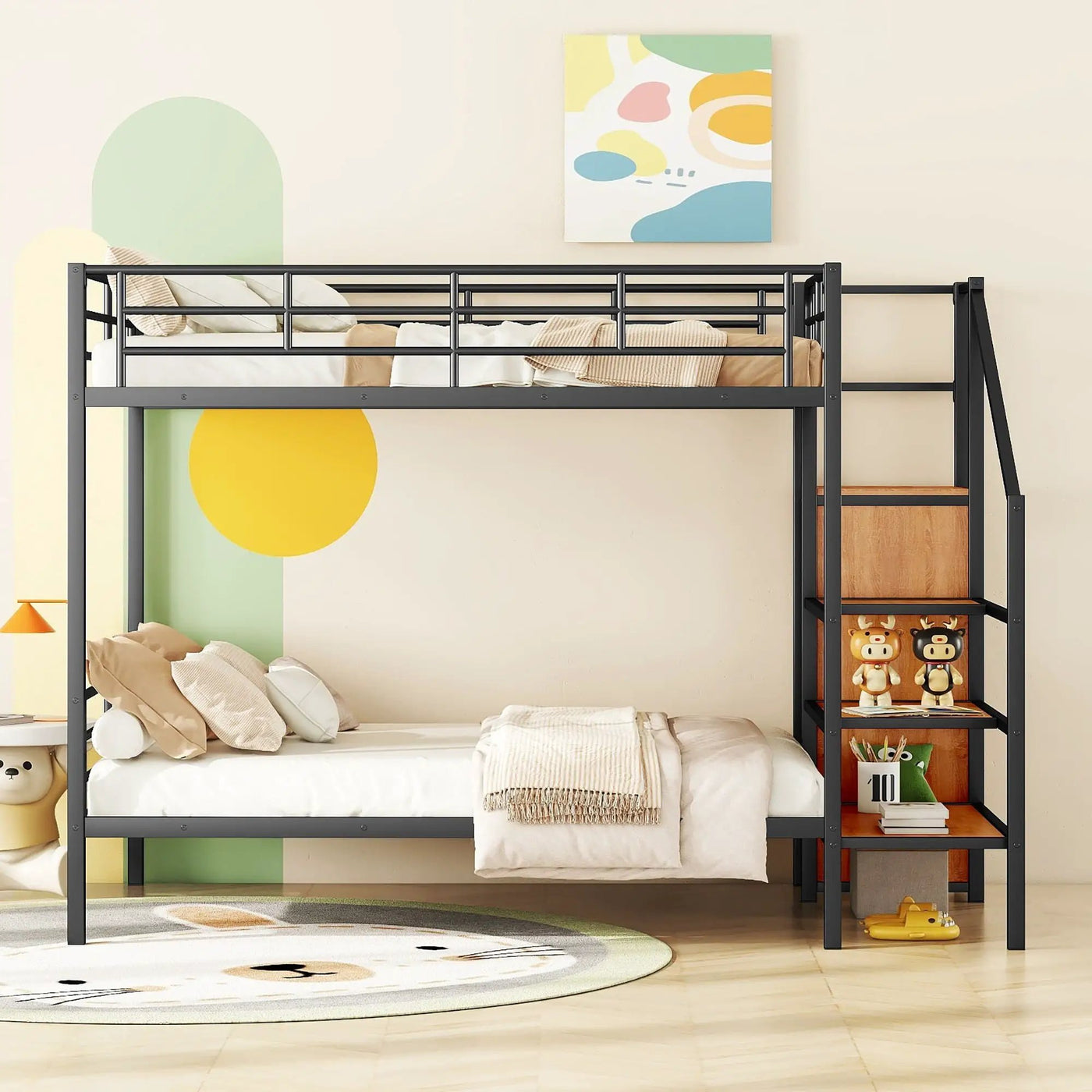Bunk Bed With Lateral Storage Ladder And Wardrobe by HouseOfZazla