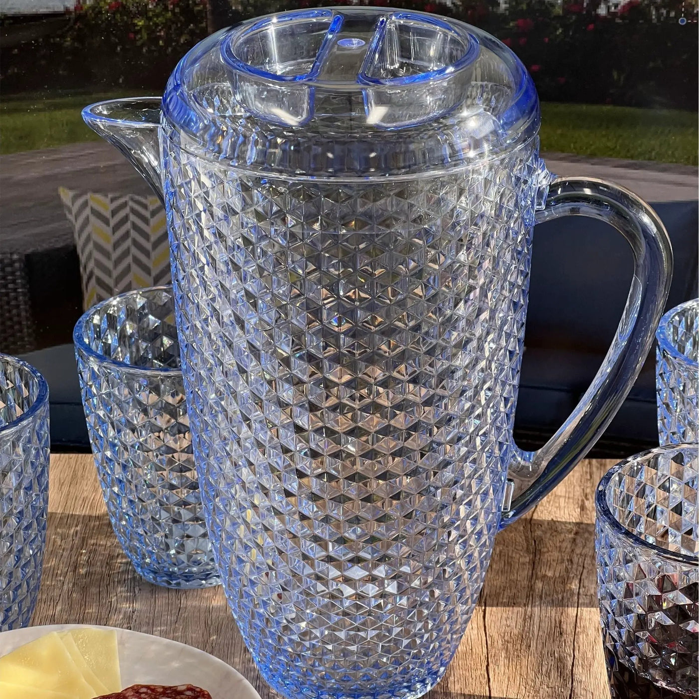 Diamond Cut Unbreakable Plastic Water Pitcher With Lid by HouseOfZazla