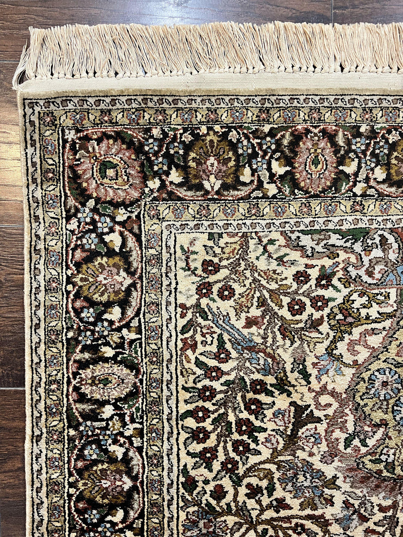 Turkish Kayseri Silk Rug 3x5, Tree of Life Silk Oriental Carpet, Birds Persian Vase Design, Hand Knotted Vintage Fine Rug, 340 KPSI by Jewel Rugs