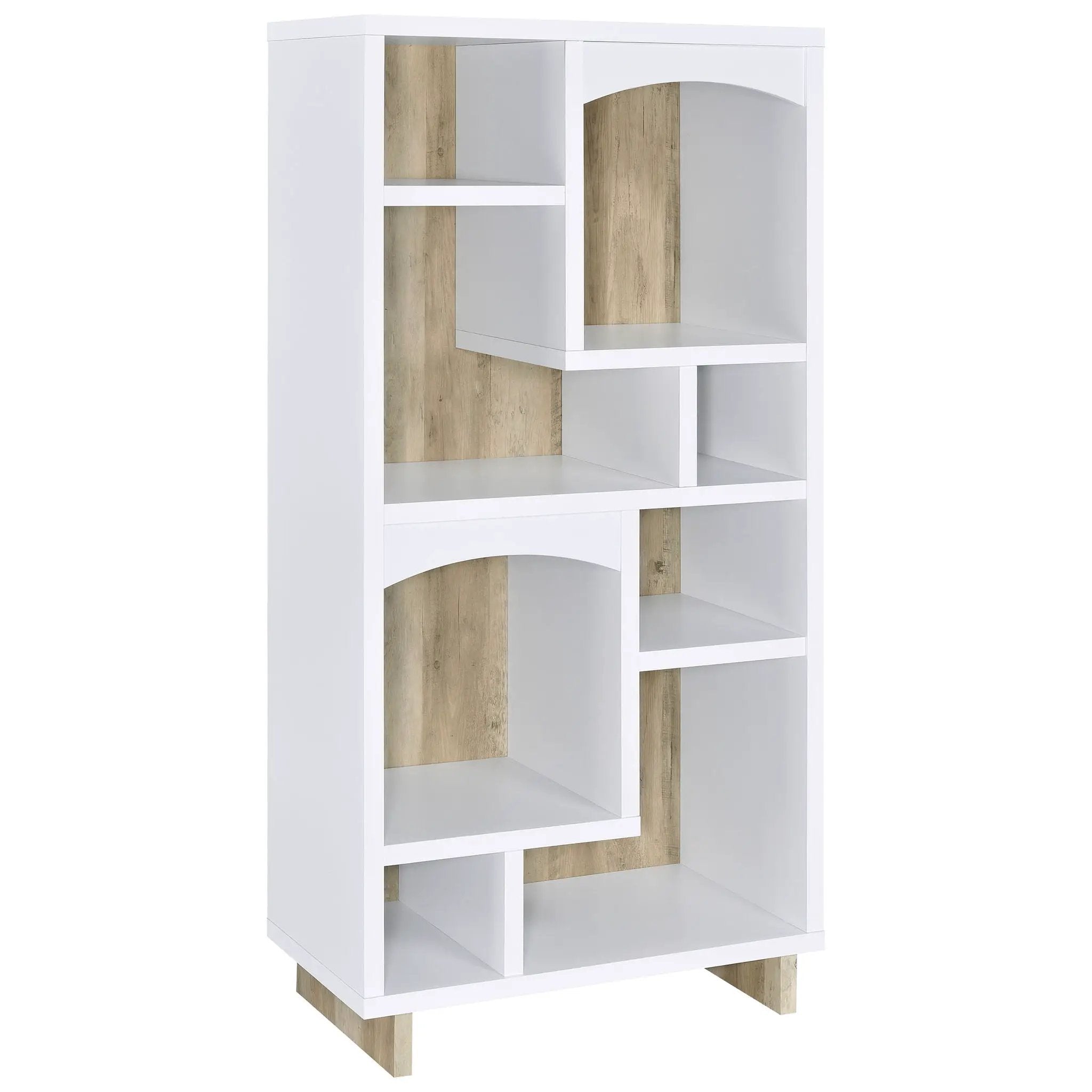 Dalton 65-inch 6-shelf Bookcase White and Distressed Pine by Unique Piece Furniture