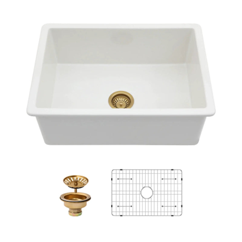 Undermount Single Bowl Ceramic Kitchen Sink, Dual Mount by HouseOfZazla