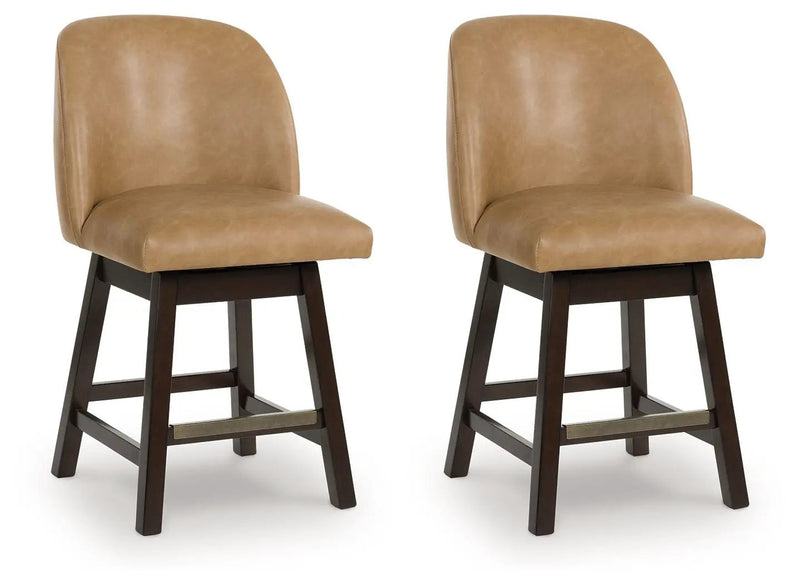Neymorton - Upholstered Swivel Faux Leather Barstool (Set of 2) - Dark Grayish Brown by Unique Piece Furniture