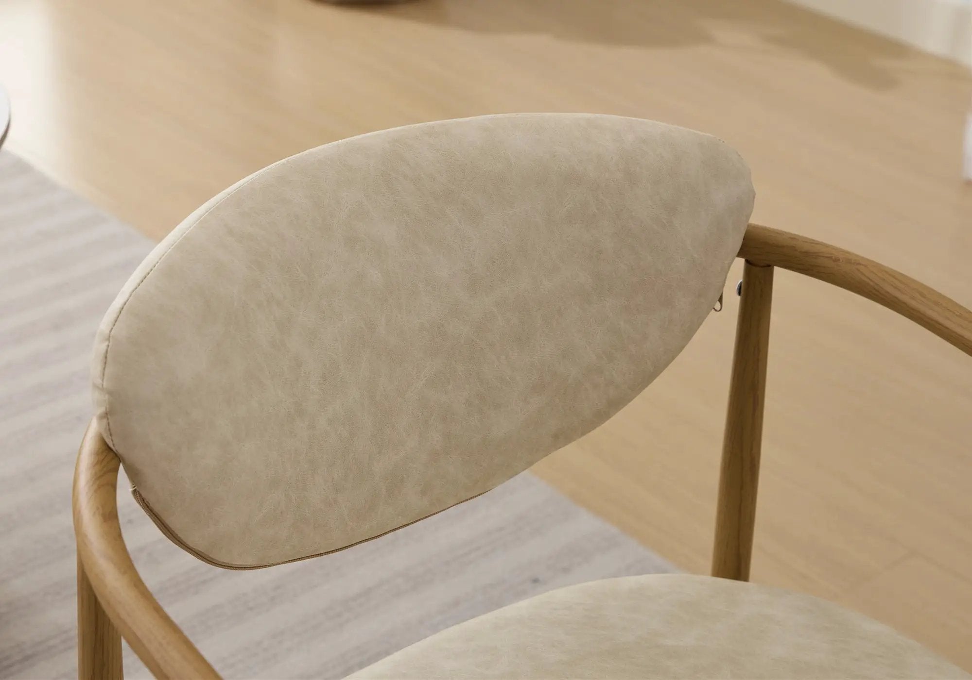 Beige PU Leather Dining Room Chair with Metal Frame by HouseOfZazla