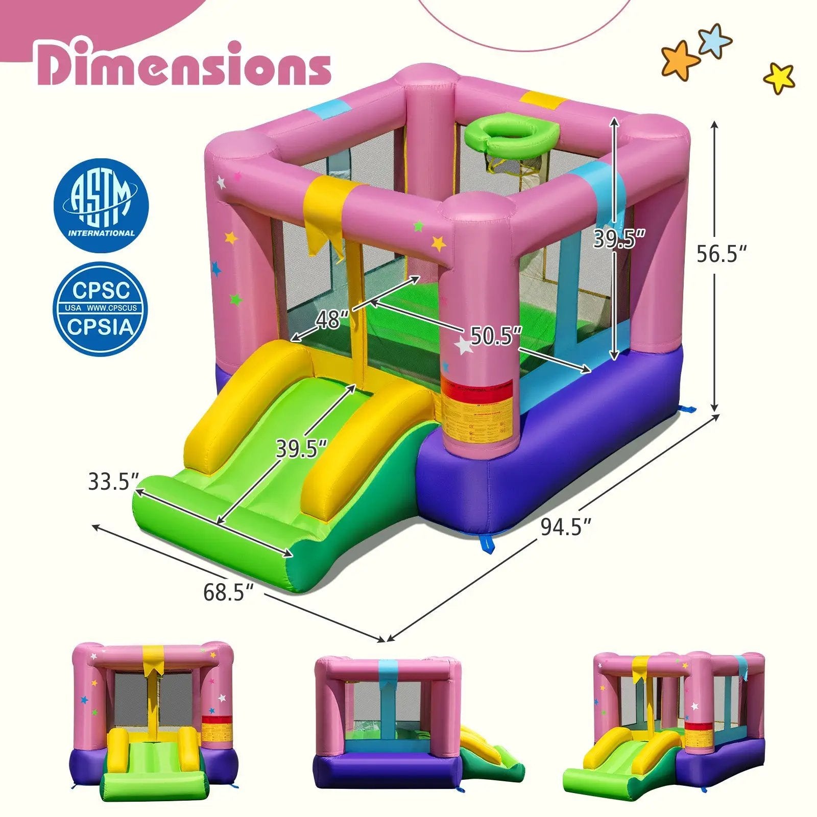 Bouncy Castle with Jumping Area and 480W Blower by DirectDeals