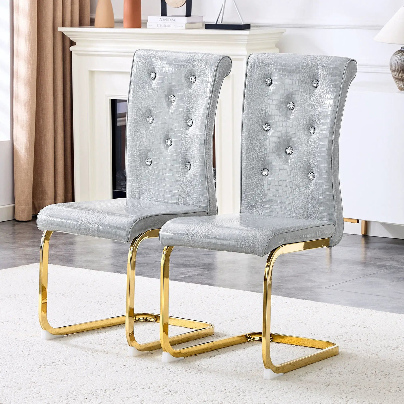 Elegant Design Alligator Skin Upholstered Dining Chairs by HouseOfZazla