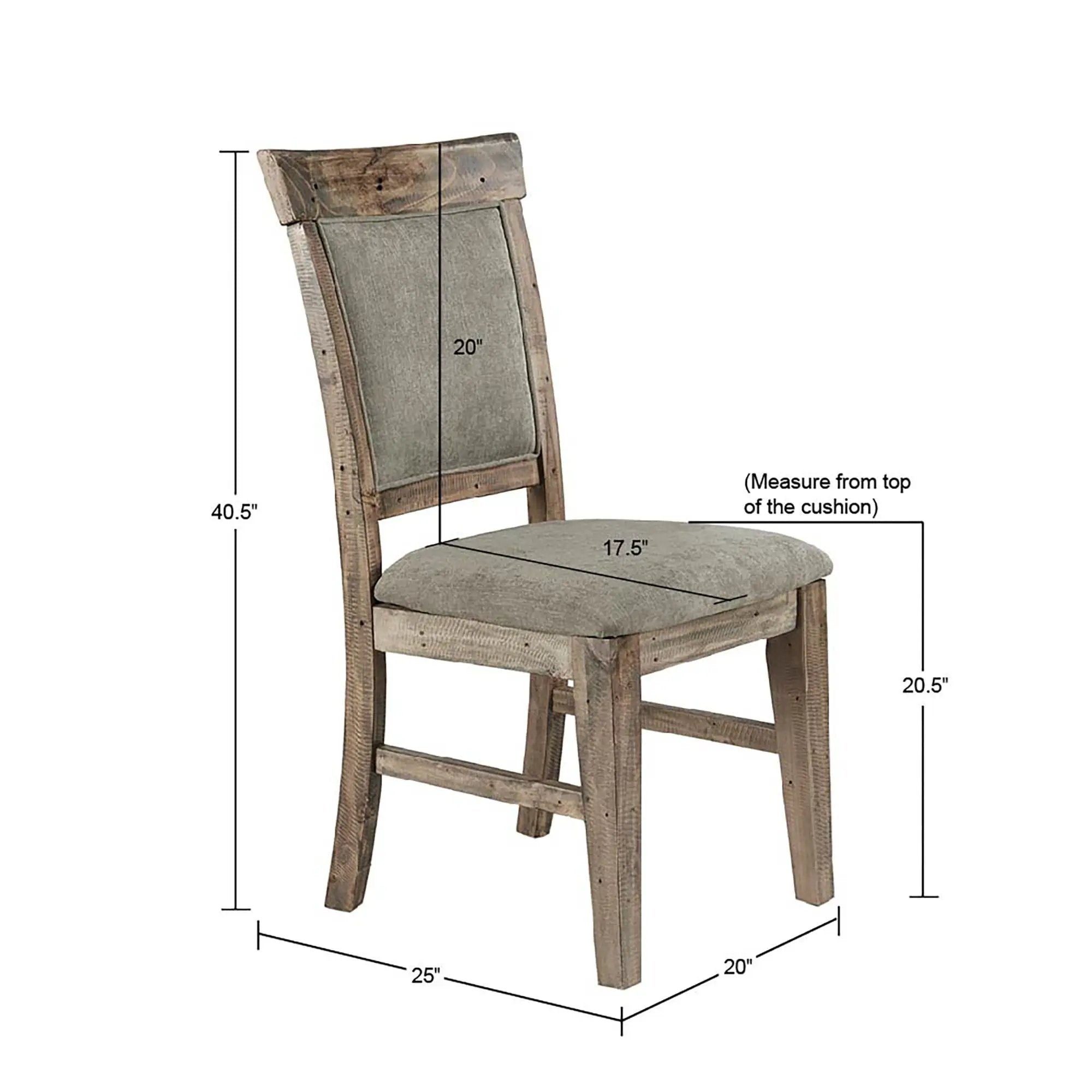 Dining Side Chair Set With Cushioned Back And Seat (Set of 2) - Weathered Gray / Natural by Unique Piece Furniture