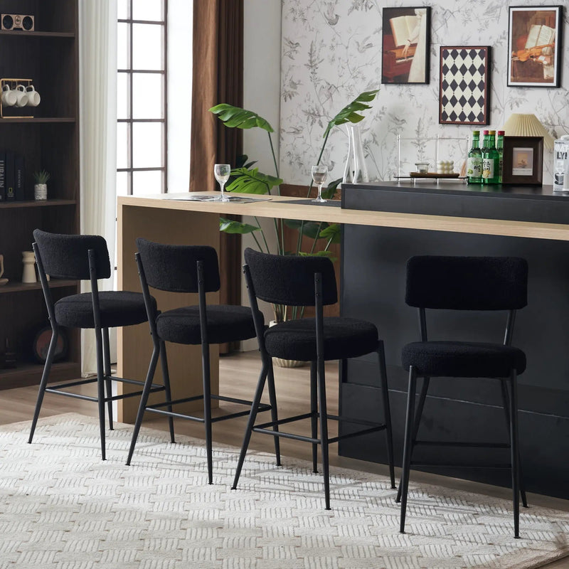 Modern Teddy Fabric Upholstered Bar Stools - Legs by HouseOfZazla